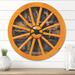 Designart 'Yellow wooden Wagon Wheel Country' Farmhouse Wood Wall Clock