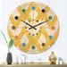 Designart 'Gold glittering lines pattern' Mid-Century Modern Wood Wall Clock
