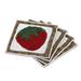 NOVICA Artisan Handblown Glass Beaded Coasters Strawberry From India Multicolor Tableware Barware 'Sweet Strawberry'(Set Of 4)