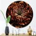 Designart 'Brown Fractal Flower' Modern Wood Wall Clock
