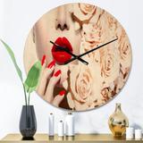 Designart 'Woman's Fashion and Floral Design' Shabby Chic Wood Wall Clock