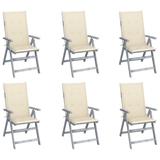 vidaXL Patio Reclining Chairs 6 pcs with Cushions Solid Acacia Wood