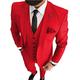 Men's Red Business Suits Two Button 3 Piece Slim Fit Notch Lapel Wedding Tuxedos Suit 48/42