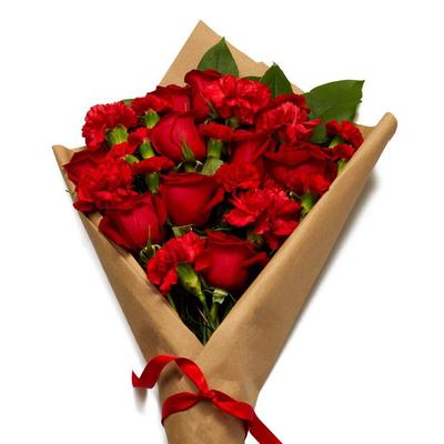 Valentine's Day Wrapped Romance Red Floral Bouquet