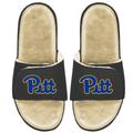 Men's ISlide Black/Tan Pitt Panthers Faux Fur Slide Sandals