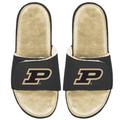 Men's ISlide Black/Tan Purdue Boilermakers Faux Fur Slide Sandals