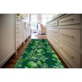 SPOTTED LAUREL DARK GREEN Kitchen Mat By Becky Bailey