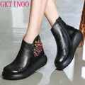 GKTINOO – chaussures à semelles compensées en cuir véritable pour femme escarpins à fleurs faites à
