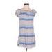 Charming Charlie Casual Dress - Shift: Blue Print Dresses - Women's Size Small