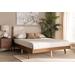 Baxton Studio Senna Mid-Century Modern Beige Fabric Upholstered and Walnut Brown Finished Wood Queen Size Platform Bed - Wholesale Interiors MG0008S-Beige/Walnut-Queen