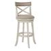 Curved X Shaped Back Swivel Barstool with Fabric Padded Seating - 43 H x 19 W x 18 L Inches