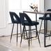 Velvet Upholstered Connor 28" Bar Stool & Counter Stools with Nailheads and Gold Tipped Black Metal Legs(Set of 2)