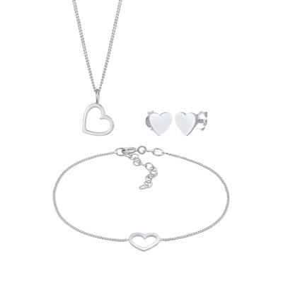 Elli - Herz Liebe Cut Out Trend Valentinstag 925 Silber Schmuck-Set 1 ct Damen