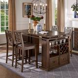 Lark Manor™ Linnea Dark Oak Wood Counter Height Dining Set w/ Cabinets Wood in Brown | 36 H x 66 D in | Wayfair CAF8578181D74204880DB49EB3AFEAFC