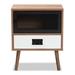 Anquinetta Corrigan Studio® Studio Hubbard Mid-Century Modern Two-Tone Natural Brown & White Finished Wood & Black Metal 1-Drawer Nightstand Wood | Wayfair