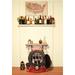 Williston Forge Artemas 7 Bottle Floor Wine Bottle & Glass Rack in Black Wood/Metal/Solid Wood in Black/Brown/Red | Wayfair