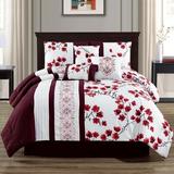 Lark Manor™ Agurtzane Microfiber 7 Piece Comforter Set Polyester/Polyfill/Microfiber in Red/White | King Comforter + 6 Additional pieces | Wayfair