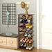 Latitude Run® Double Storage Tower 14 Pair Shoe Rack Manufactured Wood in Brown | 43.5 H x 18 W x 10.5 D in | Wayfair