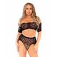 Leg Avenue Damen 2 PC Lace Crop Top and Panty Dessous-Set, schwarz, M/L