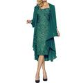 SongSurpriseMall Mother of The Bride Dresses for Wedding Ladies Cocktail Dresses Short Evening Dresses with Jacket 3/4 Sleeve Formal Gowns Green EU48