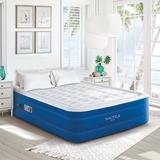 Queen 18" Air Mattress - Nautica SupportAire Inflatable w/ Anti-Leak Built-in Pump, Puncture Resistant in White/Blue/Brown | 80 H x 60 W 18 D Wayfair