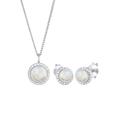 Elli PREMIUM - Mondstein Rund Blüte Boho 925 Sterling Silber Schmuck-Set Damen