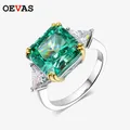 OEVAS-Bagues en Diamant Émeraude à Haute Teneur en Carbone pour Femme Argent Sterling 100% 925