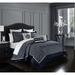 Chic Home Merielle 9 Piece Jacquard Solid Border Comforter Set, Navy