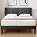 Taomika 3-Pieces Bedroom Sets with Adjustable Height Upholstered Dark Grey Bed Frame