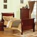 Louis Philippe III Wood Queen Bed Sleigh Bed with Headboard and Footboard in Cherry
