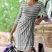 Athleta Dresses | Athleta Gray Striped Splendor Lotus Dress Nwot | Color: Gray | Size: L