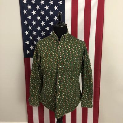 Ralph Lauren Shirts | Large Men's Vtg 90s Ralph Lauren Hunting Dog Duck Shirt Trad Hunter Sport 2f394p | Color: Black/Green | Size: L