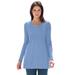 Plus Size Women's Ribbed Baby Doll Tunic Sweater by Jessica London in French Blue (Size M)