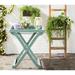 SAFAVIEH Outdoor Living Covina Beach House Blue Tray Table - 18.9"x27.2"x31.5"