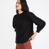 Madewell Sweaters | Madewell Eaton Puff-Sleeve Black Crew Neck Pullover Sweater In Xxs Nwot | Color: Black | Size: Xxs
