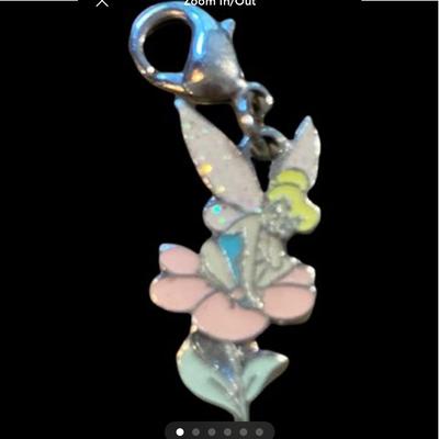 Disney Jewelry | Disney Tinkerbell Silvertone Enamel Charm | Color: Silver | Size: Os
