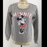 Disney Tops | Minnie Mouse Small (3-5) Juniors Sweatshirt With Lace-Up Shoulders | Color: Gray/Red | Size: 5j