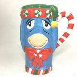 Disney Dining | Disney Store Eeyore Mug Christmas Ceramic Large 3d 16 Oz Coffee Winnie The Pooh | Color: Blue/Red | Size: 6"