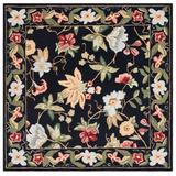 Black 96 x 0.59 in Indoor Area Rug - Lark Manor™ Hollander Floral Handmade Looped/Hooked Wool Area Rug Wool | 96 W x 0.59 D in | Wayfair