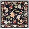 Black 120 x 0.59 in Indoor Area Rug - Lark Manor™ Hollander Floral Handmade Looped/Hooked Wool Area Rug Wool | 120 W x 0.59 D in | Wayfair