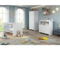 Trend Team - niko Chambre bebe complete : lit 70x140cm + commode a langer + armoire - blanc