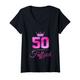 Damen 50. Geburtstag Geschenk Fünfzig Fuffzig 50 Jahre Fuffzich T-Shirt mit V-Ausschnitt