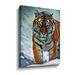 Dakota Fields Siberian Tiger Stalking by Aldridge - Graphic Art on Canvas in Orange | 10 H x 8 W x 2 D in | Wayfair