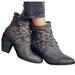 Free People Shoes | Free People Woman’s Leather Carrera Heeled Boot In Gray Size 41 / 11 Us | Color: Black/Gray | Size: 11