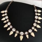 J. Crew Jewelry | J. Crew Rhinestone And Off White Gem Statement Necklace In Gold | Color: Cream/Gold | Size: Os