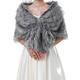 Aukmla Bride Wedding Faux Fur Shawls Sleeveless Women's Fur Wraps and Stoles Bridal Fur Scarf with Brooch for Brides and Bridesmaids (Grey)