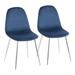 Pebble Contemporary Chair in Chrome and Blue Velvet by LumiSource - Set of 2 - Lumisource CH-PEBBLE SVVBU2