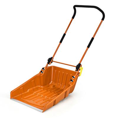 Costway Folding Snow Pusher Scoop Shovel with Whee...