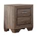 Transitional Style Wooden Nightstand with Two Drawers and Tapered Feet, Brown