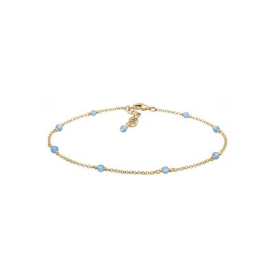 Elli - Kugel Bead Strand Meer Urlaub Blau 925er Silber Fußketten 1 ct Damen